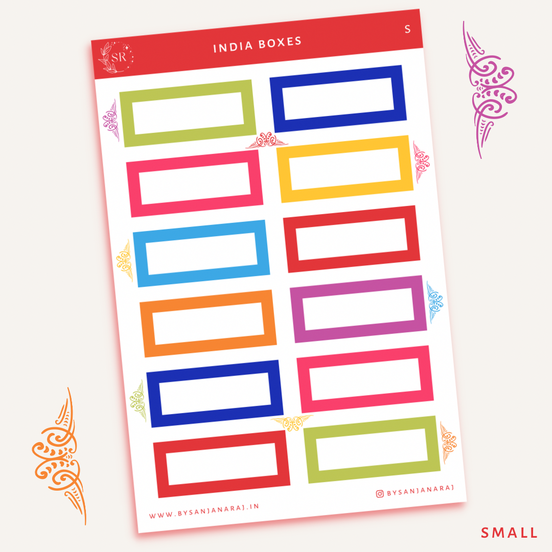 India Colourful Boxes | Planner Stickers | By Sanjana Raj