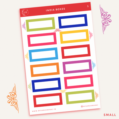 India Colourful Boxes | Planner Stickers | By Sanjana Raj