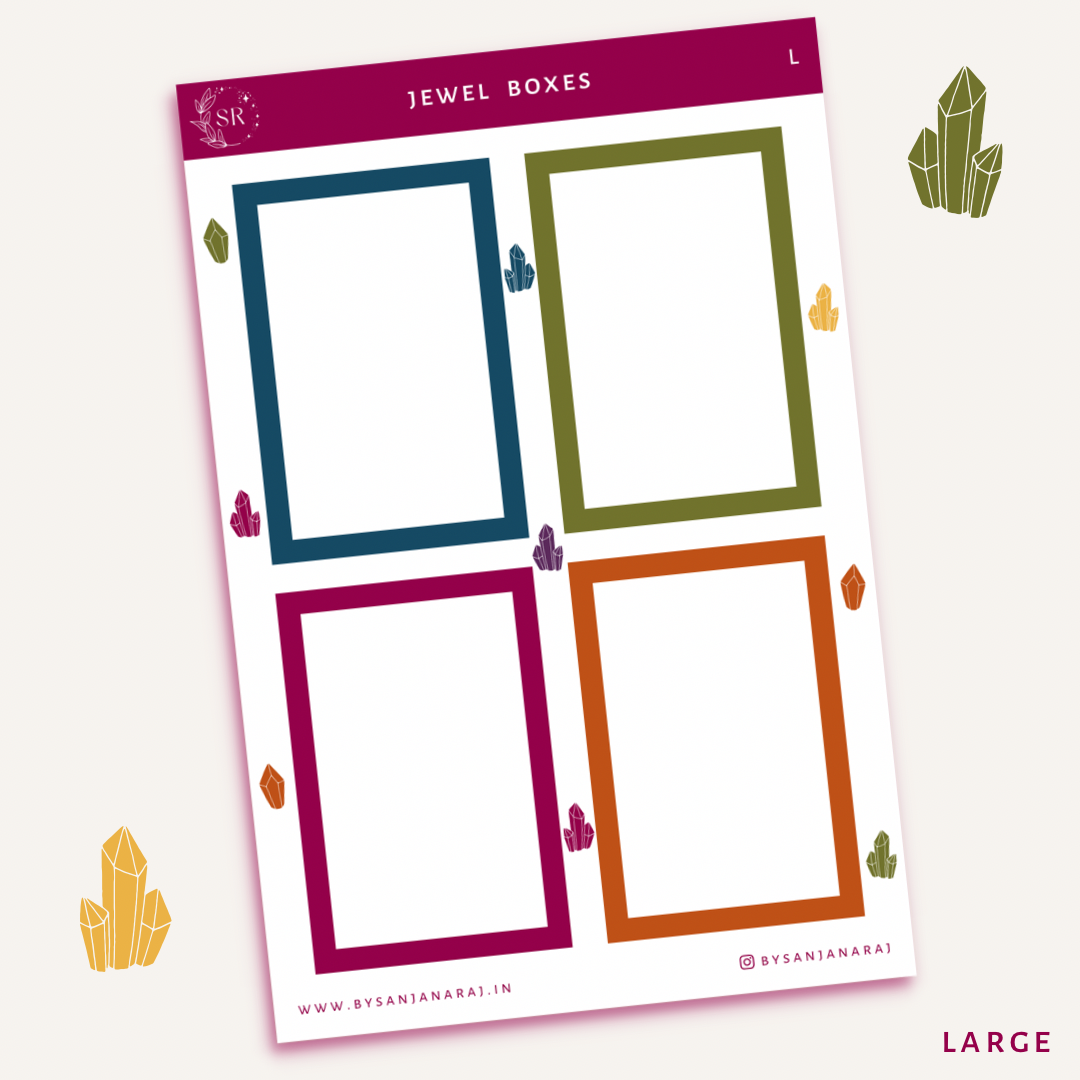 Jewel Colourful Boxes | Planner Stickers | By Sanjana Raj