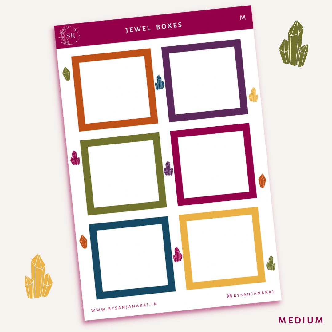 Jewel Colourful Boxes | Planner Stickers | By Sanjana Raj