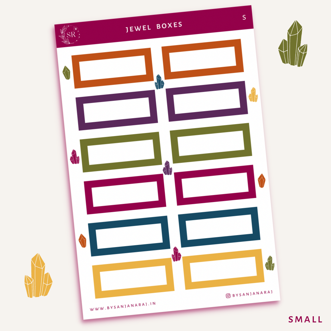 Jewel Colourful Boxes | Planner Stickers | By Sanjana Raj