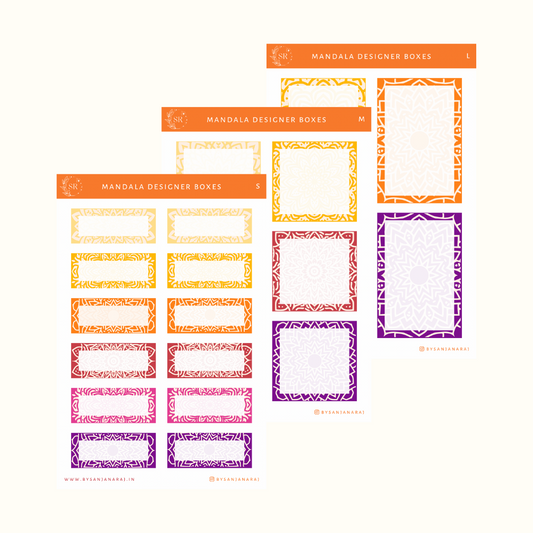 Mandala Designer Boxes | Planner Stickers | By Sanjana Raj