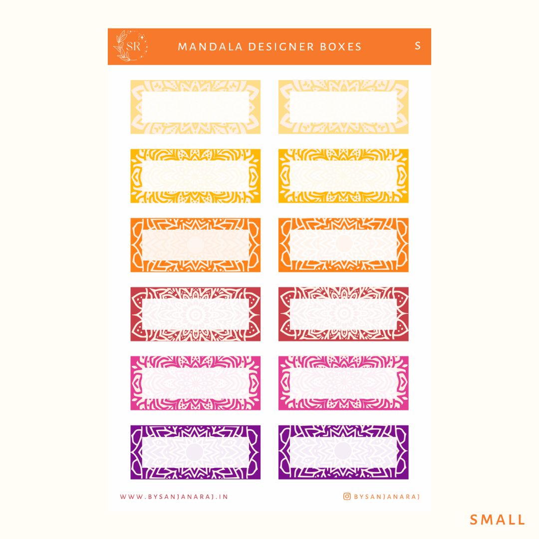 Mandala Designer Boxes | Planner Stickers | By Sanjana Raj