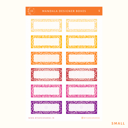 Mandala Designer Boxes | Planner Stickers | By Sanjana Raj