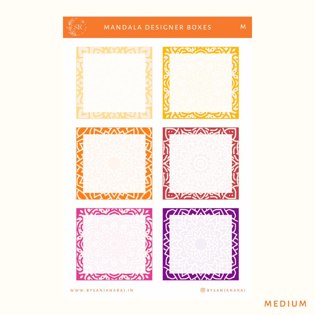 Mandala Designer Boxes | Planner Stickers | By Sanjana Raj