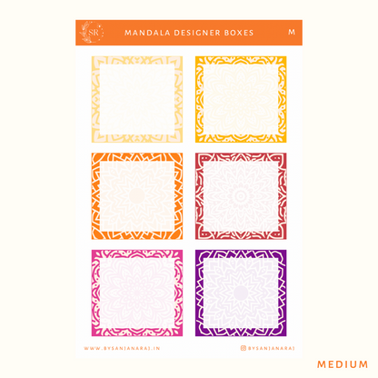 Mandala Designer Boxes | Planner Stickers | By Sanjana Raj