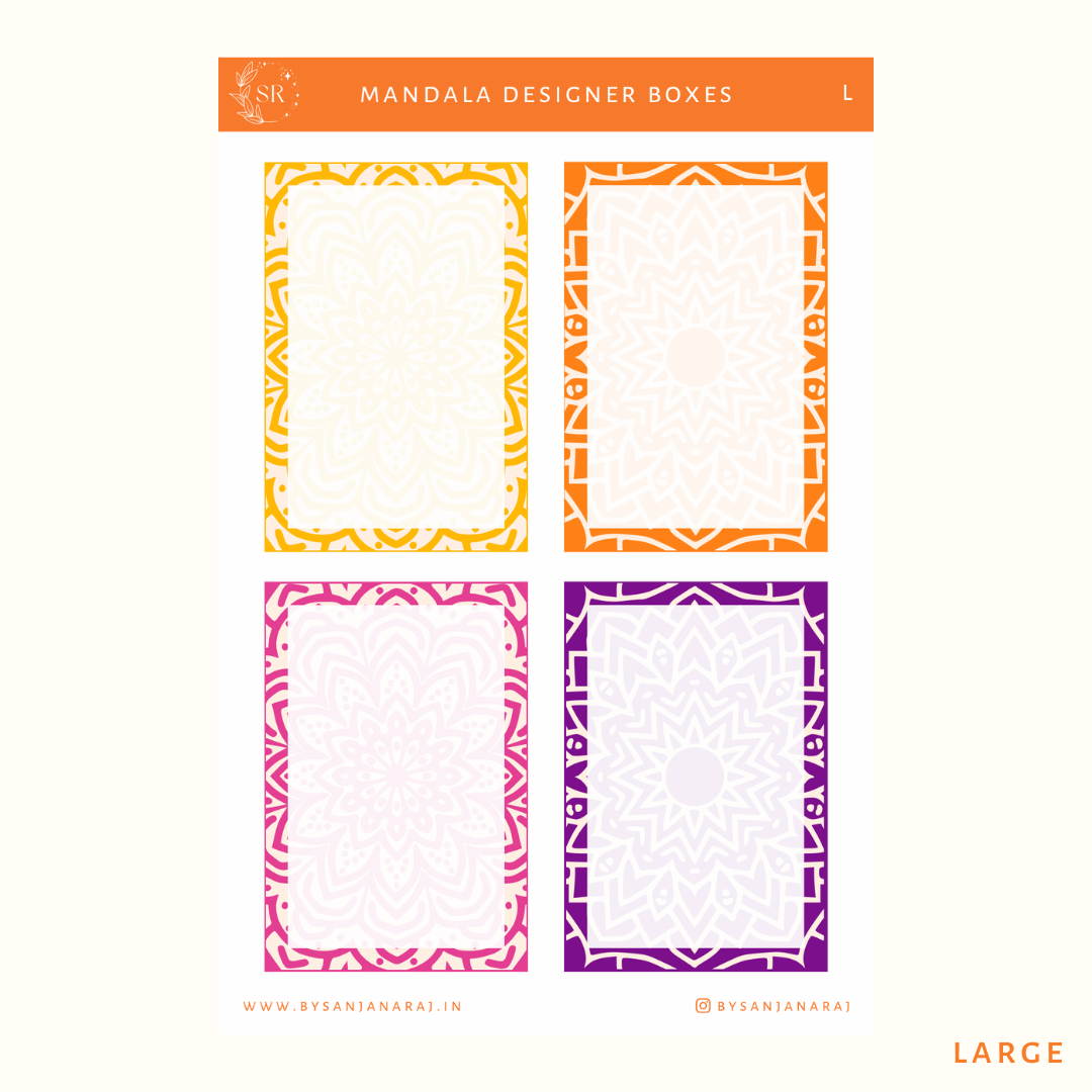 Mandala Designer Boxes | Planner Stickers | By Sanjana Raj