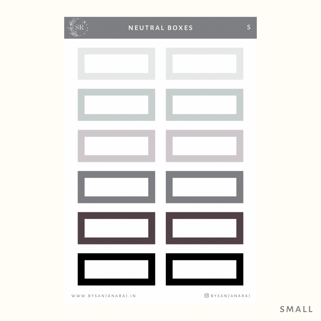 Neutral Colourful Boxes | Planner Stickers | By Sanjana Raj