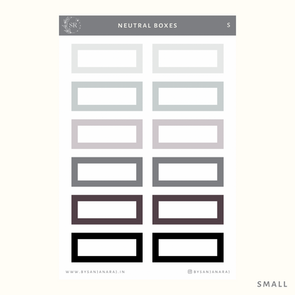 Neutral Colourful Boxes | Planner Stickers | By Sanjana Raj