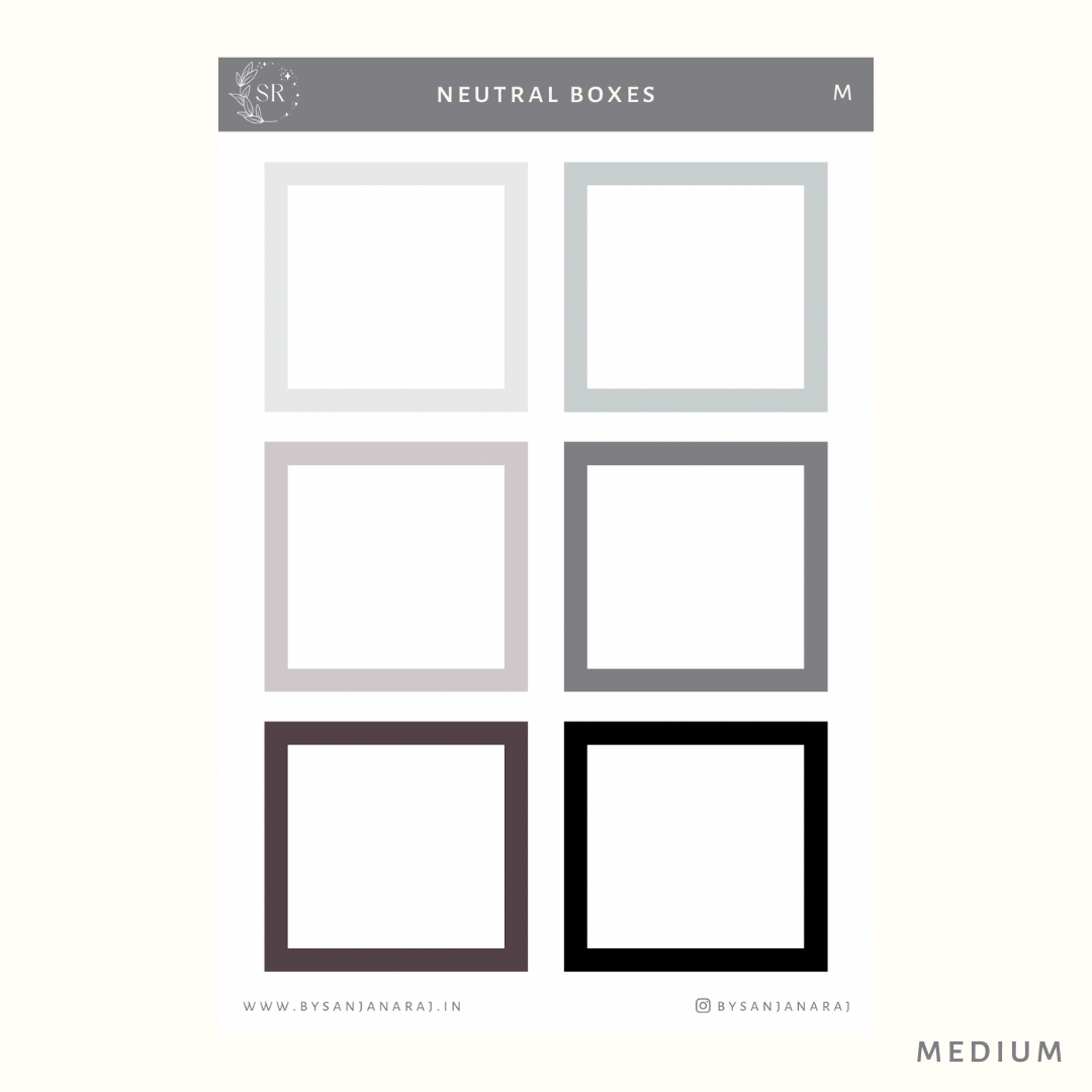 Neutral Colourful Boxes | Planner Stickers | By Sanjana Raj