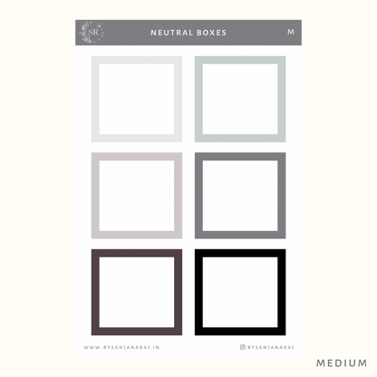 Neutral Colourful Boxes | Planner Stickers | By Sanjana Raj