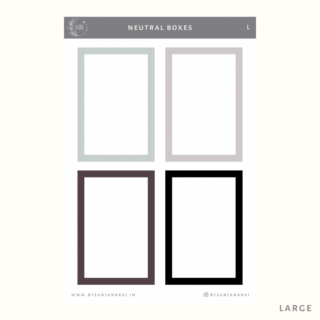 Neutral Colourful Boxes | Planner Stickers | By Sanjana Raj