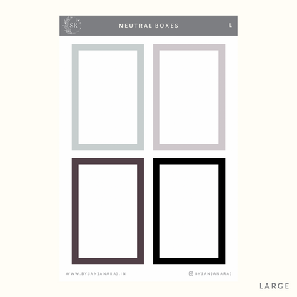 Neutral Colourful Boxes | Planner Stickers | By Sanjana Raj