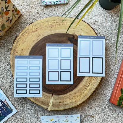 Neutral Colourful Boxes | Planner Stickers | By Sanjana Raj