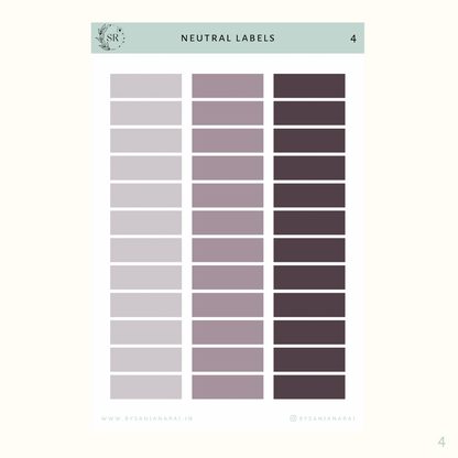 Neutral Labels | Calendar Essentials | Planner Stickers | By Sanjana Raj