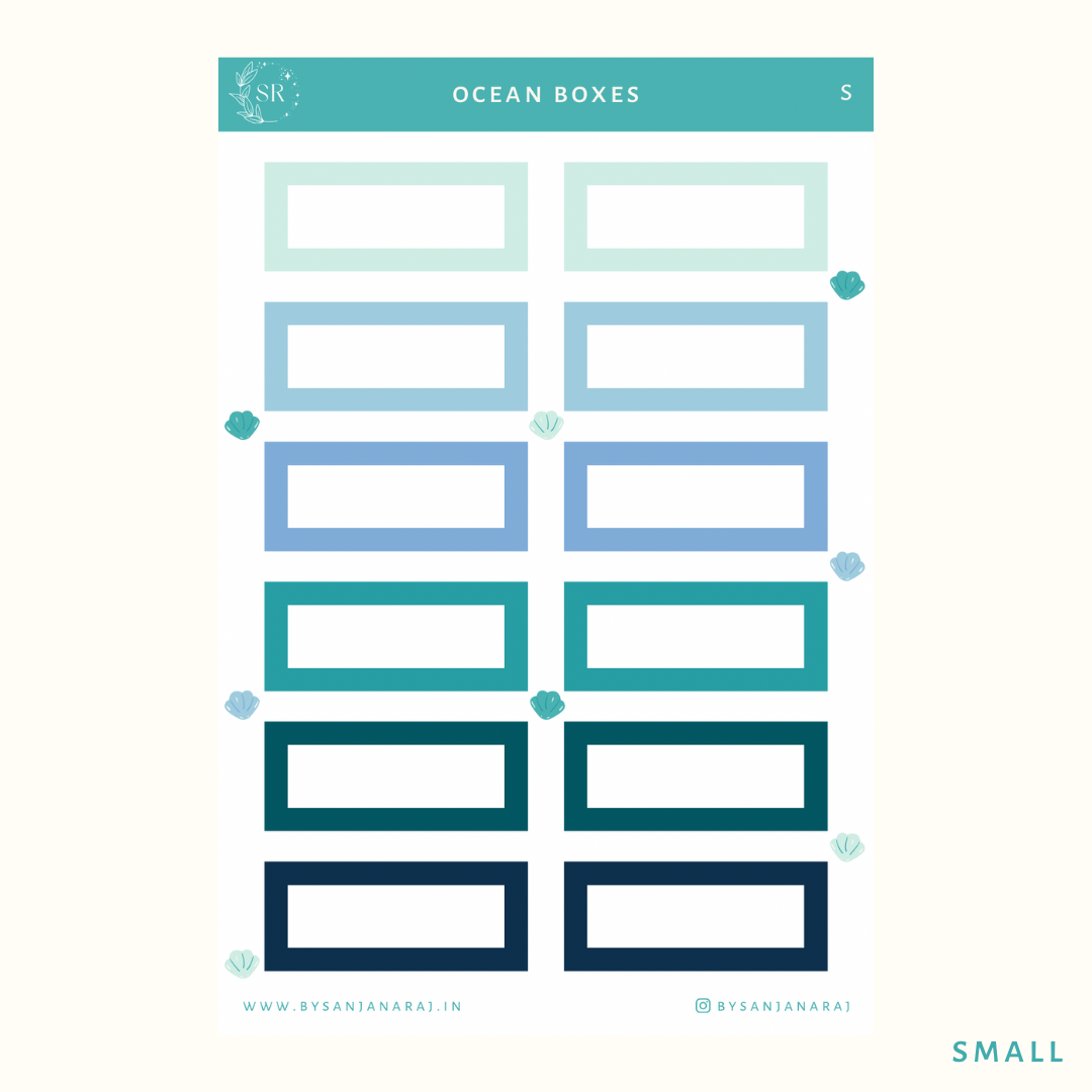 Ocean Colourful Boxes | Planner Stickers | By Sanjana Raj