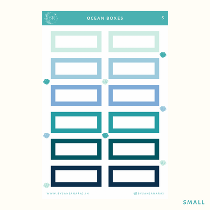 Ocean Colourful Boxes | Planner Stickers | By Sanjana Raj