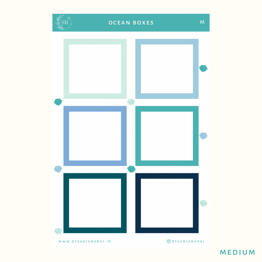 Ocean Colourful Boxes | Planner Stickers | By Sanjana Raj