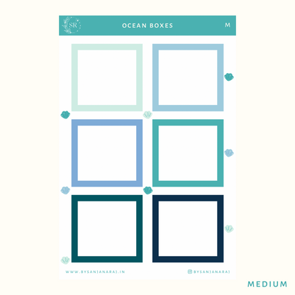 Ocean Colourful Boxes | Planner Stickers | By Sanjana Raj