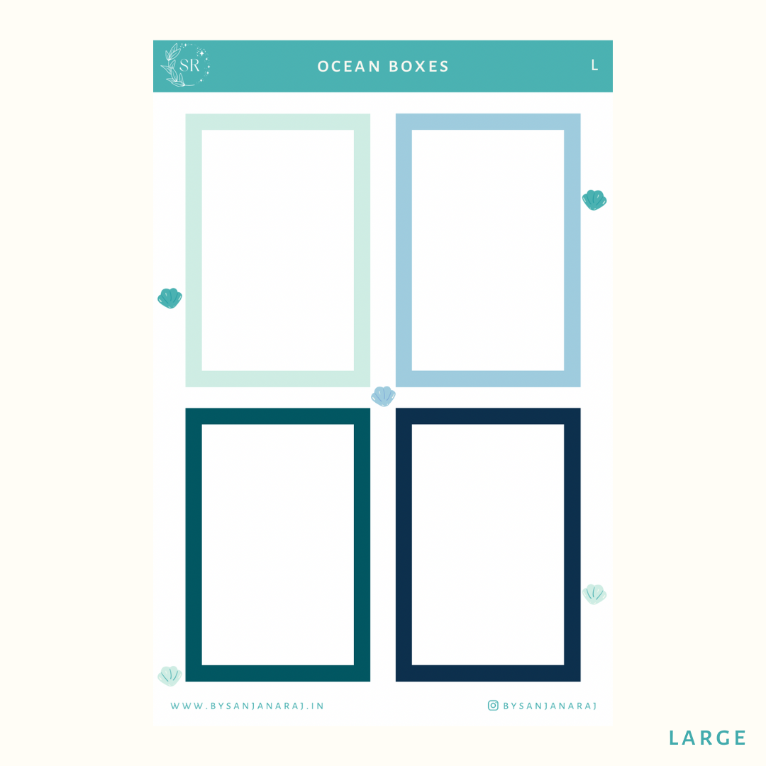 Ocean Colourful Boxes | Planner Stickers | By Sanjana Raj