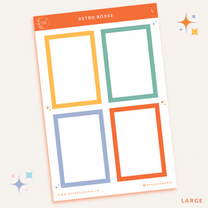 Retro Colourful Boxes | Planner Stickers | By Sanjana Raj