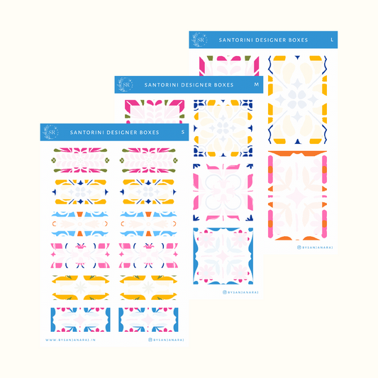 Santorini Designer Boxes | Planner Stickers | By Sanjana Raj
