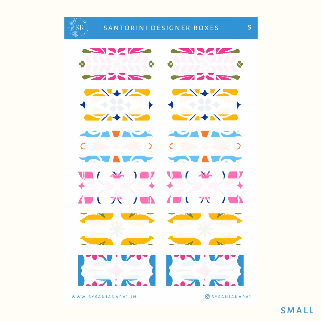 Santorini Designer Boxes | Planner Stickers | By Sanjana Raj