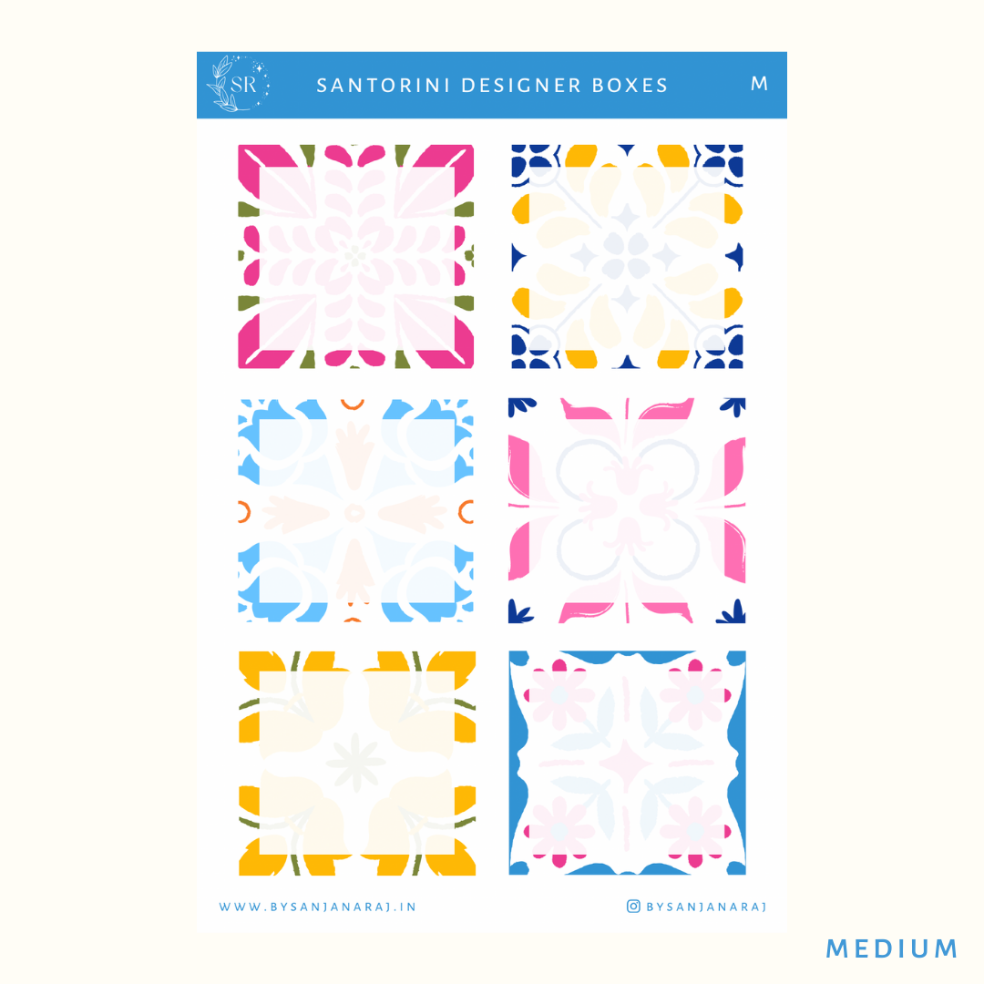 Santorini Designer Boxes | Planner Stickers | By Sanjana Raj