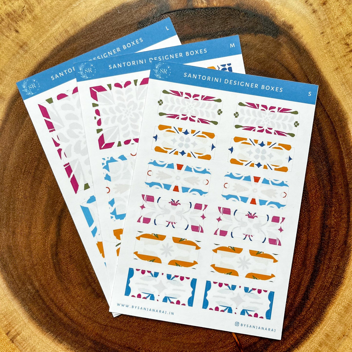 Santorini Designer Boxes | Planner Stickers | By Sanjana Raj