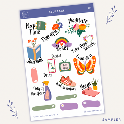 Self Care Sticker Kit | Planner Stickers | By Sanjana Raj