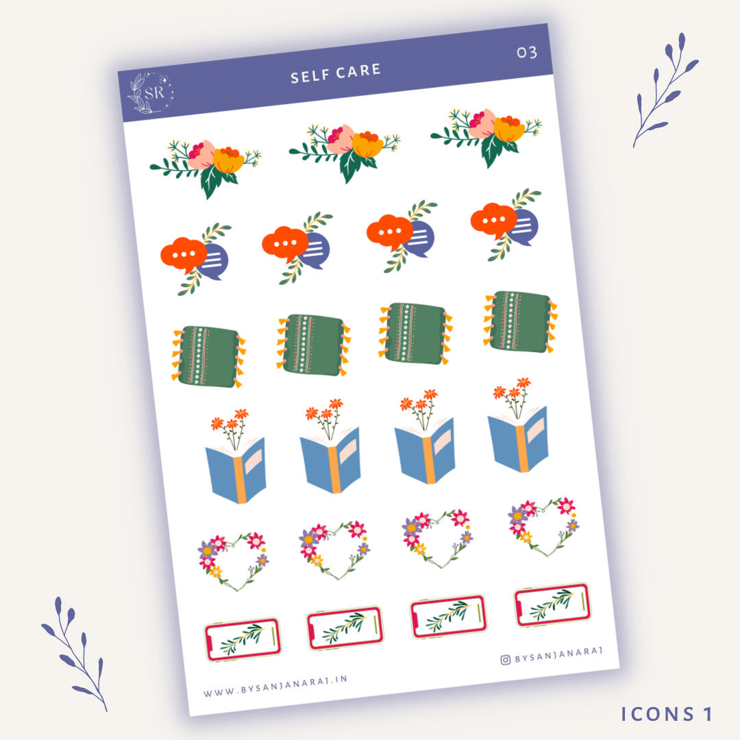 Self Care Sticker Kit | Planner Stickers | By Sanjana Raj