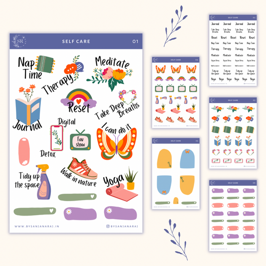 Self Care Sticker Kit | Planner Stickers | By Sanjana Raj