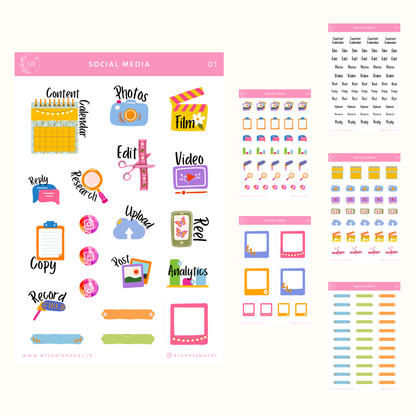 Social Media Sticker Kit | Planner Stickers | By Sanjana Raj