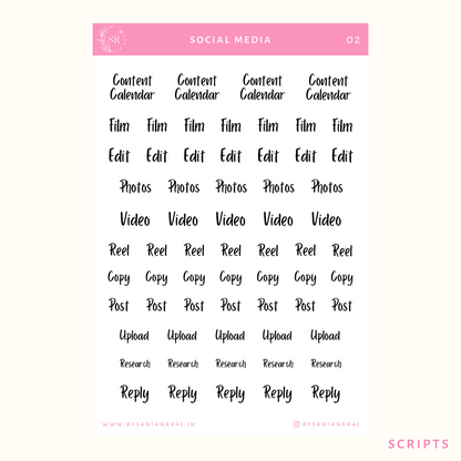 Social Media Sticker Kit | Planner Stickers | By Sanjana Raj
