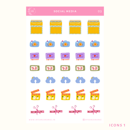 Social Media Sticker Kit | Planner Stickers | By Sanjana Raj