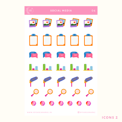 Social Media Sticker Kit | Planner Stickers | By Sanjana Raj