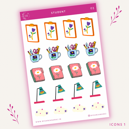 Student Sticker Kit | Planner Stickers | By Sanjana Raj