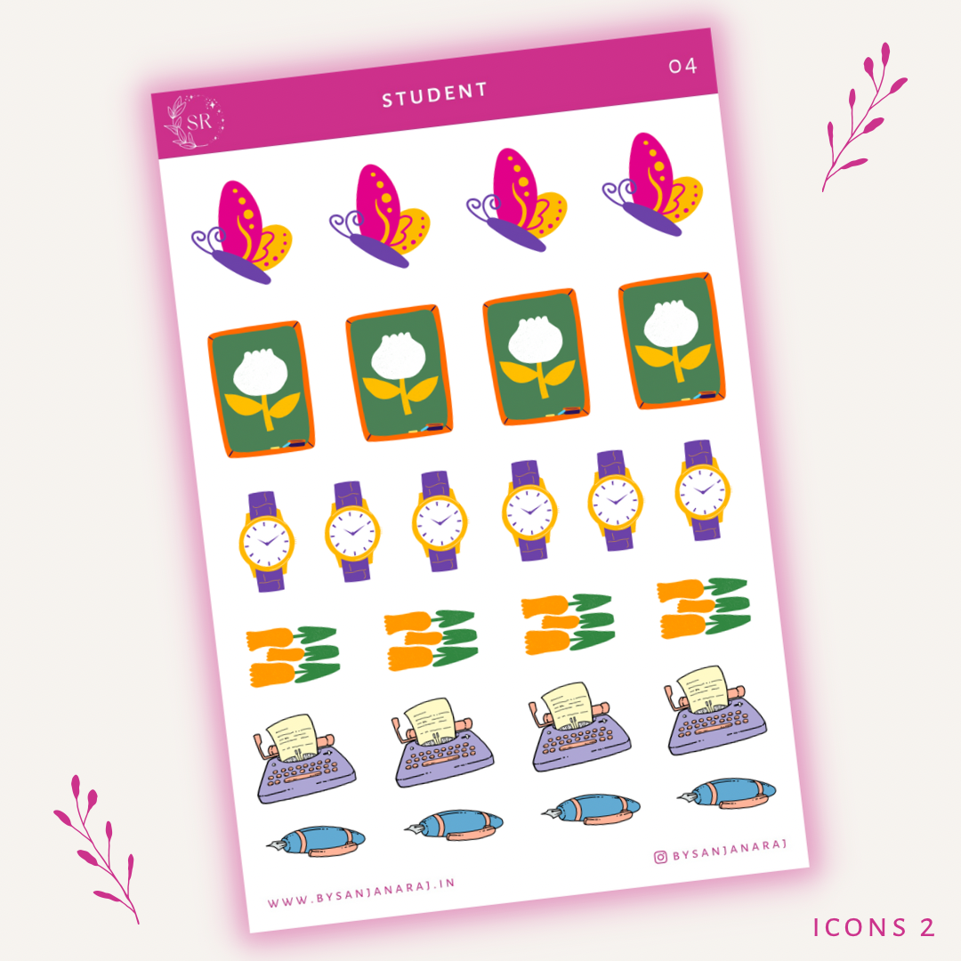 Student Sticker Kit | Planner Stickers | By Sanjana Raj