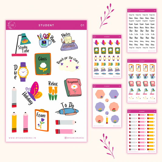 Student Sticker Kit | Planner Stickers | By Sanjana Raj