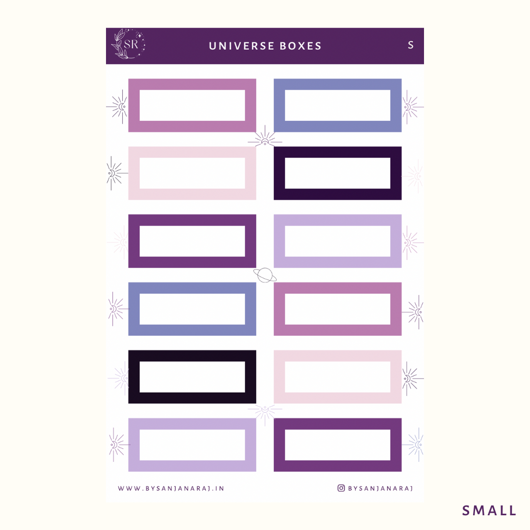Universe Colourful Boxes | Planner Stickers | By Sanjana Raj