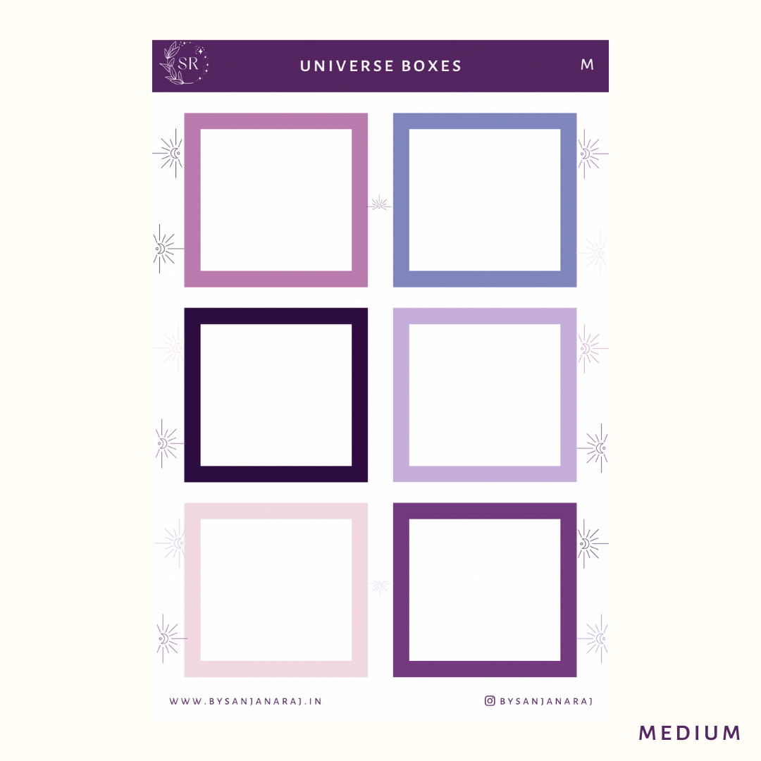 Universe Colourful Boxes | Planner Stickers | By Sanjana Raj