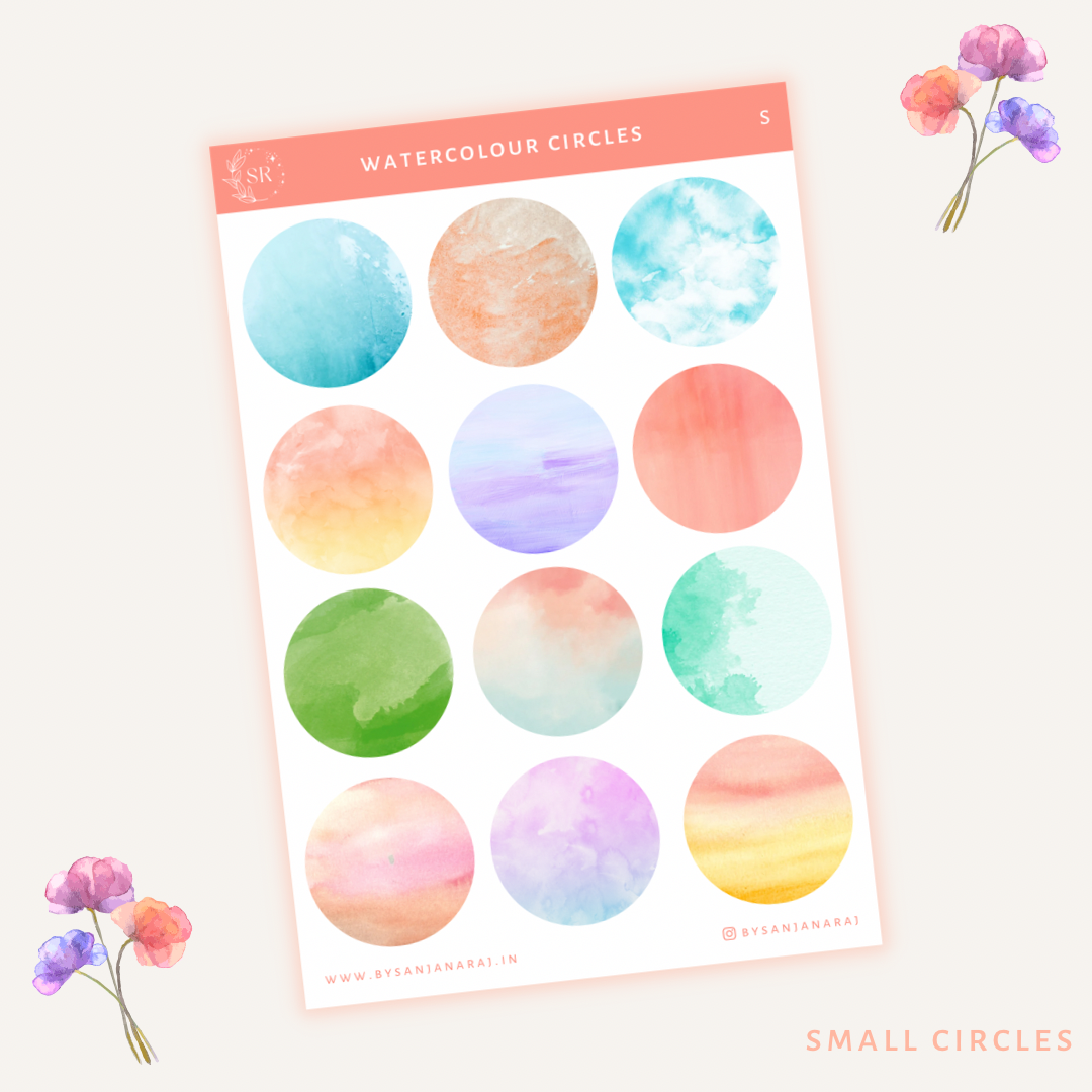 Watercolour Shapes | Planner Stickers | By Sanjana Raj