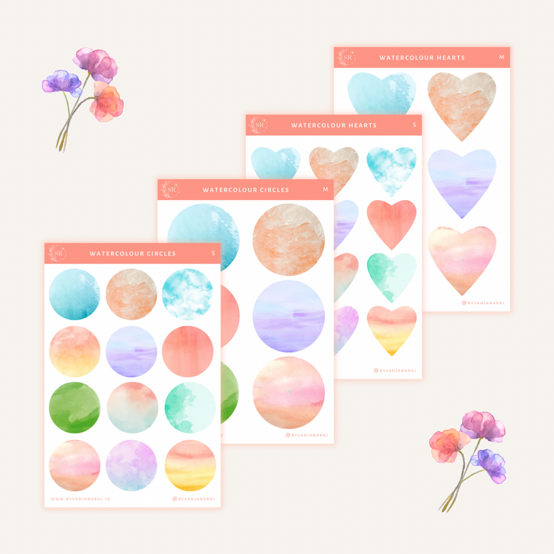 Watercolour Shapes | Planner Stickers | By Sanjana Raj