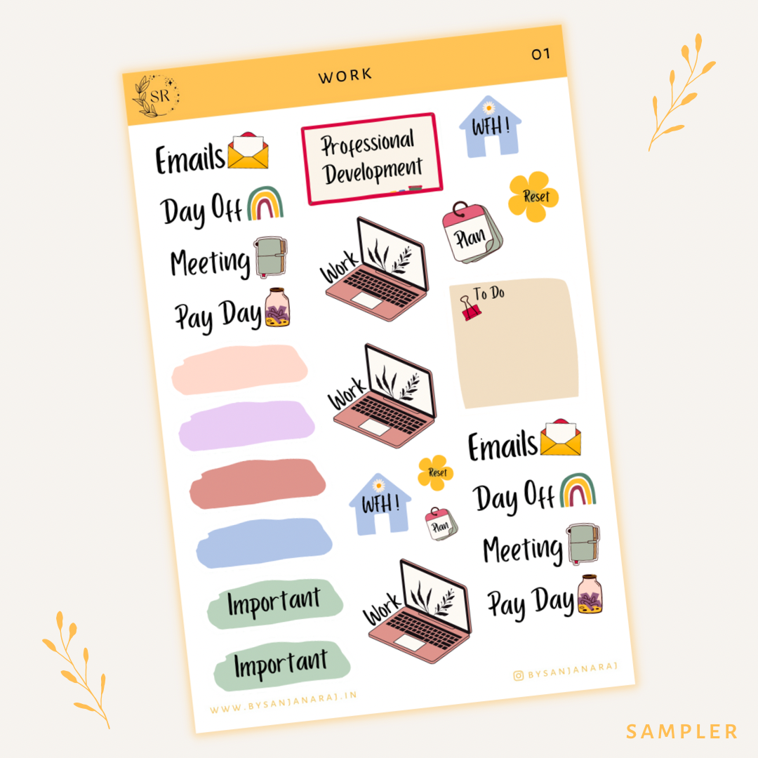 Work Sticker Kit | Planner Stickers | By Sanjana Raj