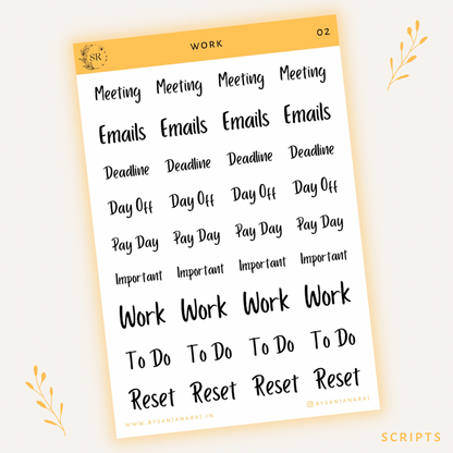 Work Sticker Kit | Planner Stickers | By Sanjana Raj