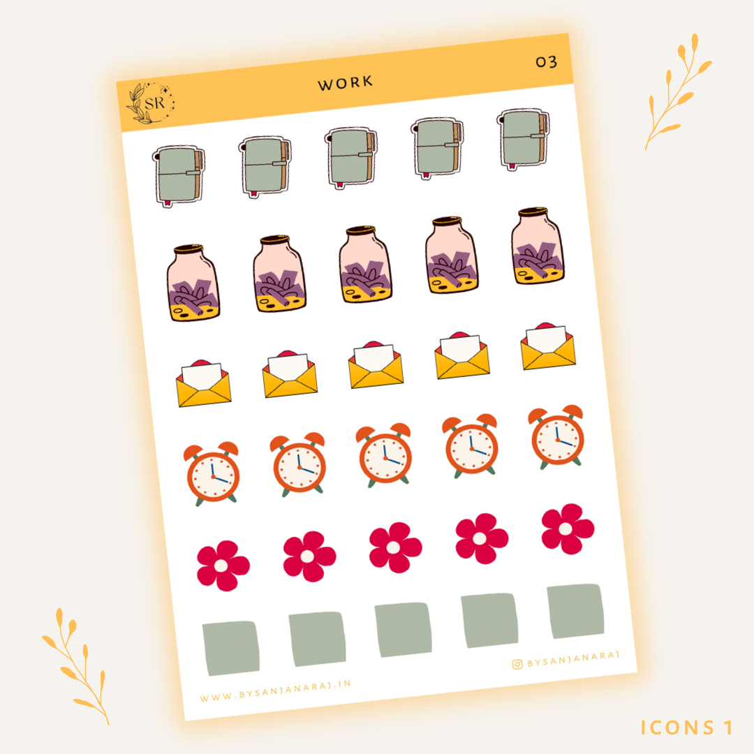 Work Sticker Kit | Planner Stickers | By Sanjana Raj