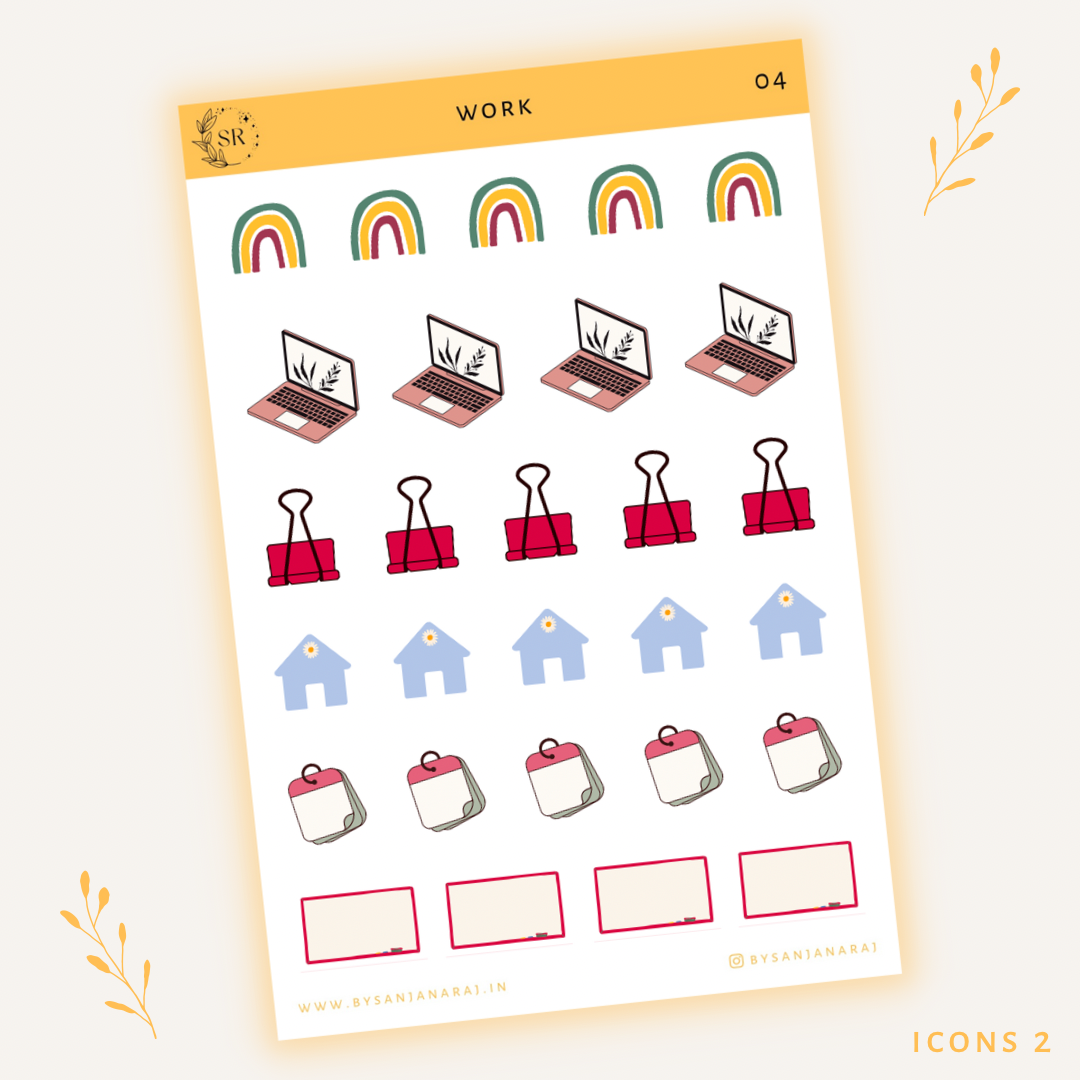 Work Sticker Kit | Planner Stickers | By Sanjana Raj