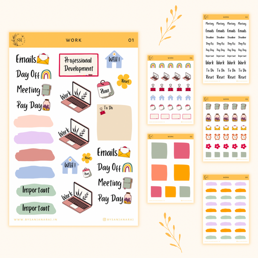 Work Sticker Kit | Planner Stickers | By Sanjana Raj